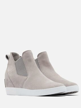 Sorel OUT N ABOUT™ Slip-On Women's Wedge Booties Crome Grey /White US 8 NWT